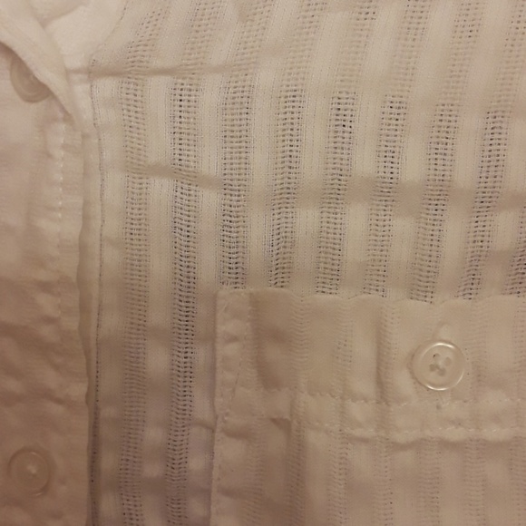 **** Mudd LS Dobby Button Up Double Pocket Shirt in White sheer Pin Stripes - Picture 6 of 11